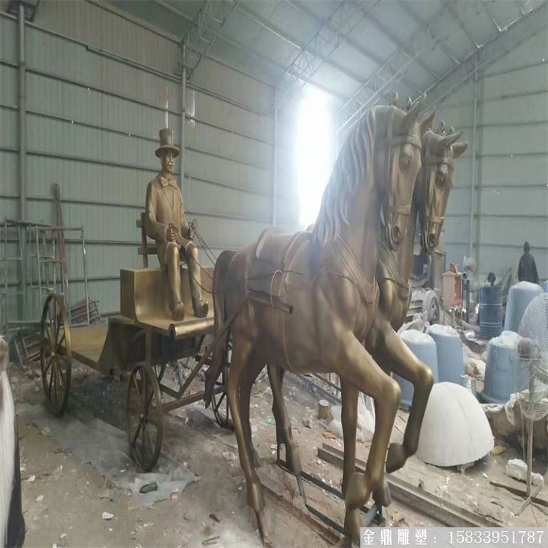 玻璃鋼仿銅馬車雕塑，馬車雕塑定做，啤酒節(jié)馬車雕塑5